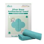 I&US OEKO-TEX Certified Silver Nano Antibacterial Microfiber Kitchen Towel 2 Pieces Set Ultra Absorbent Multi-Purpose